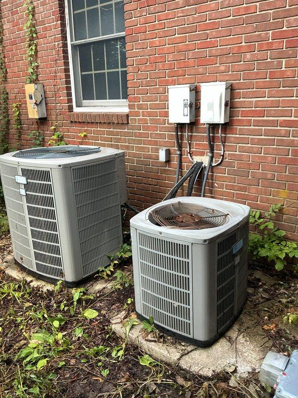 Completed sequential replacement of two air conditioning systems with evaporator coils for a veterinary facility, ensuring continuous cooling capacity throughout the installation process. Installed both outdoor condenser units on concrete pads with proper electrical disconnects and line set connections, and replaced corresponding indoor evaporator coils integrated with the existing furnace system. All ductwork, refrigerant lines, condensate drainage, and electrical connections were properly installed and tested to manufacturer specifications, providing the facility with reliable dual-zone cooling capability.