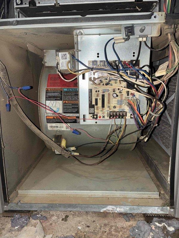 Performed scheduled maintenance on a 3-year-old air conditioning system. Conducted comprehensive system inspection including electrical measurements using clamp meter, which showed normal amperage draw of 0.11A. Inspected control board, verified all wire connections were secure, and confirmed proper operation of all electrical components. System found to be operating within manufacturer specifications with no issues requiring immediate attention.
