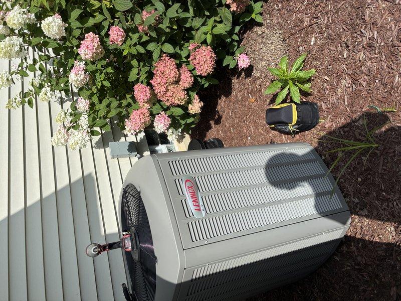 Completed comprehensive preventive maintenance tune-up on a 2-year-old outdoor air conditioning unit for MVP customer. Performed standard inspection protocol including examination of condenser unit components, refrigerant lines, electrical connections, and ductwork insulation in mechanical space. Unit operating within normal parameters with no issues identified during service visit.