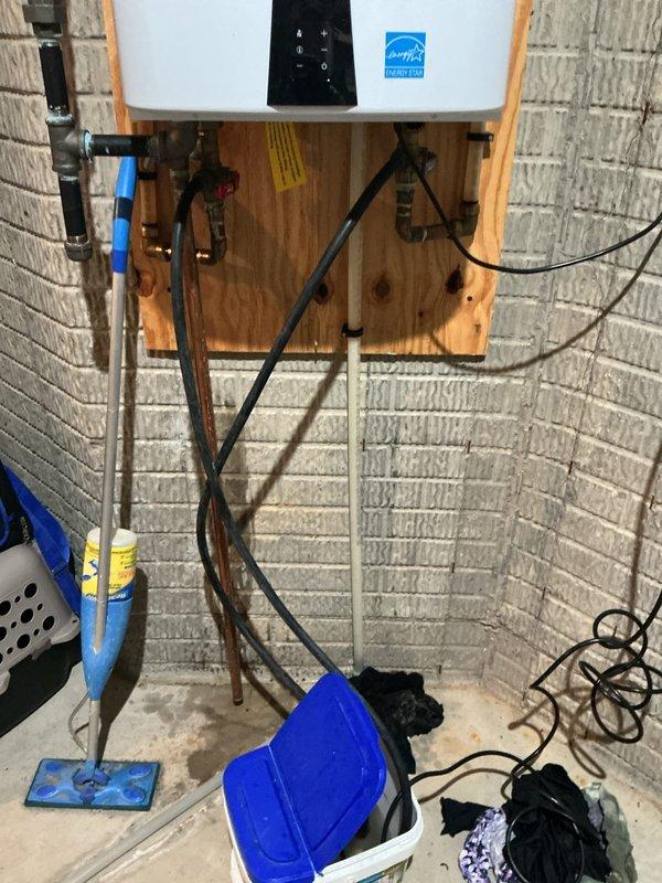Performed annual descaling maintenance on a 7-year-old Navien tankless water heater unit. Flushed system with descaling solution to remove mineral buildup and restore optimal heat exchanger efficiency, ensuring continued reliable hot water delivery and extending equipment lifespan.