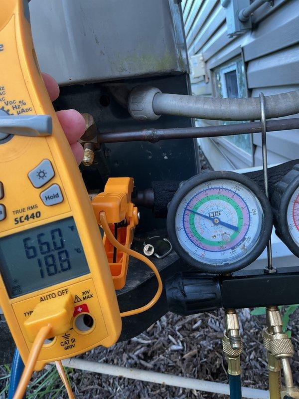 Performed courtesy second-look inspection of residential air conditioning system to verify previous estimate and assess system condition. Conducted comprehensive diagnostic testing including electrical measurements with digital multimeter and refrigerant pressure readings using manifold gauge set. Evaluated outdoor condensing unit operation, electrical components, and refrigerant charge levels. Documented system conditions with photographs for review. Provided technical findings to confirm accuracy of prior assessment and determine whether repair or full system replacement is most appropriate course of action.