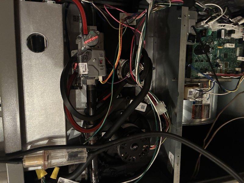 Completed MVP recurring furnace maintenance visit. Performed comprehensive system inspection with access panel removed to evaluate control board, blower motor assembly, wiring connections, and internal components. All electrical connections, circuit board components, and mechanical assemblies verified to be in proper working condition with documentation photos taken of internal systems.