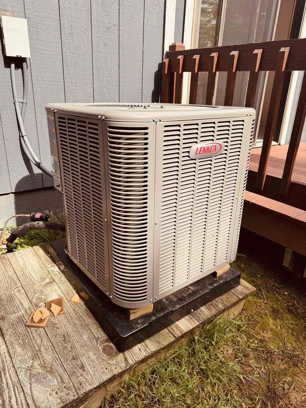 Responded to warranty callback for recently installed HVAC system that failed home inspection. Upon arrival, identified and corrected unlevel outdoor AC condenser unit on deck. Relocated refrigerant lines that were blocking access to the Aprilaire air filtration system, allowing proper filter removal and replacement. Verified air cleaning unit installation and confirmed all components are now accessible for routine maintenance. System evaluated and brought into compliance with inspection requirements.
