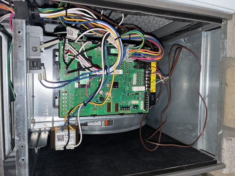 Diagnosed no cooling condition and identified failed blower module as the root cause. Ordered replacement parts and completed installation of new blower motor assembly and control board upon arrival. System restored to full operational status with proper airflow and cooling functionality verified.
