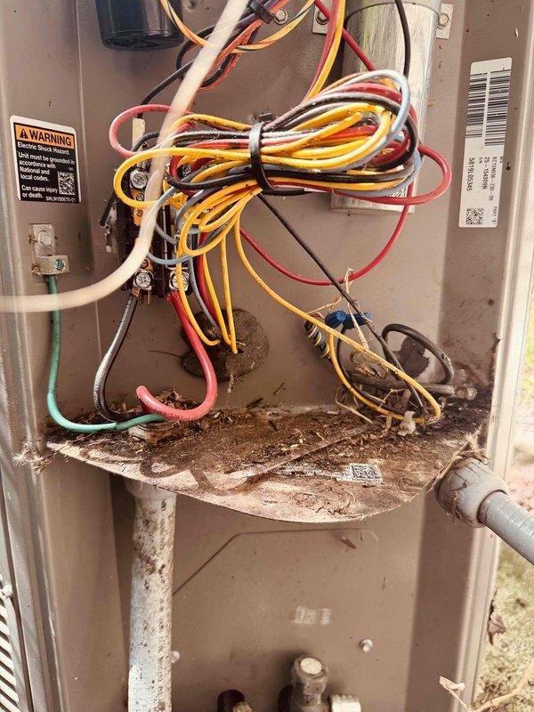 Completed maintenance service on a 7-year-old cooling system. Upon inspection, found significant accumulation of dirt, dust, and debris throughout the unit cabinet and on internal components. Cleaned control board area, electrical connections, and interior surfaces. Verified all wire connections at terminal blocks and control board were secure. Tested system operation and confirmed proper functionality of all electrical components and controls. Unit is due for service contract renewal.