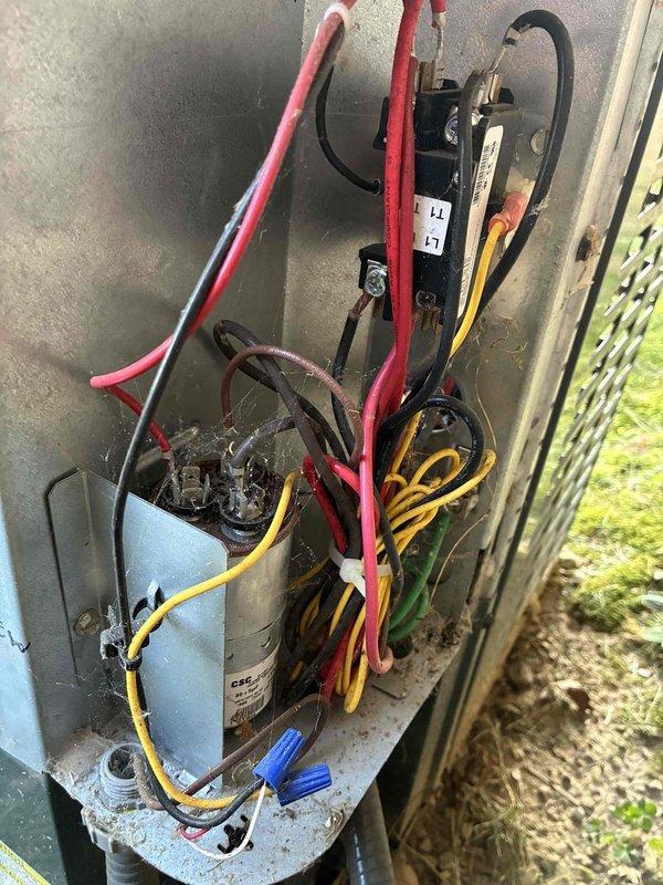 Completed preventive maintenance cooling visit on 7-year-old air conditioning system. Performed comprehensive system inspection including temperature differential measurements across the evaporator coil, verifying proper cooling performance with supply air temperature of 64.9°F and return air temperature of 152.9°F. Inspected outdoor unit electrical components and contactors, verified all wiring connections were secure, and confirmed proper system operation throughout the maintenance visit.