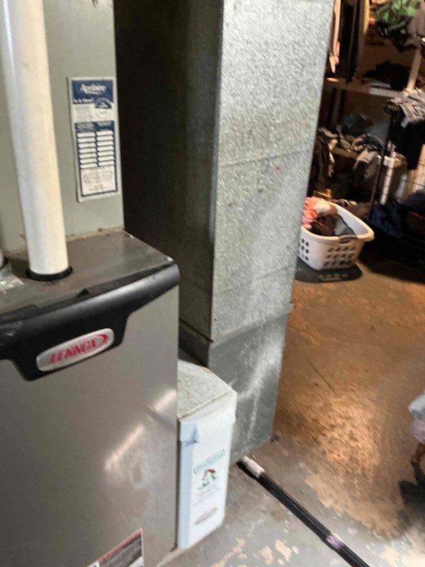 Completed scheduled maintenance visit on 7-year-old residential air conditioning system. Performed comprehensive inspection of outdoor condenser unit and indoor Lennox furnace/air handler assembly. Inspected condenser coils, fan operation, and electrical connections at outdoor unit. Verified proper airflow and examined ductwork and plenum connections at indoor equipment. System operating within normal parameters upon completion of maintenance procedures.