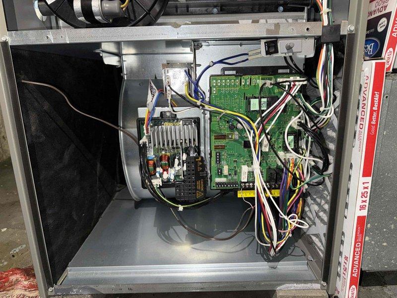 Completed scheduled heating maintenance visit on 2-year-old furnace system. Performed comprehensive system inspection including control board diagnostics, electrical connections verification, and operational testing. Measured and documented system parameters using digital multimeter, confirming all readings within manufacturer specifications. Inspected all internal components including circuit boards, capacitors, wiring harnesses, and safety controls with no deficiencies noted. System operating properly with all components functioning as designed.