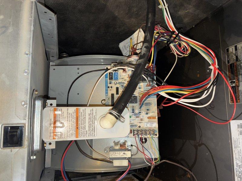 Completed scheduled MVP cooling maintenance on a 14-year-old air conditioning system. Performed comprehensive inspection of blower assembly, electrical connections, control board, and evaporator coil. Verified all wiring connections were secure, examined filter media for proper airflow, and confirmed system components were operating within normal parameters for continued reliable cooling performance.