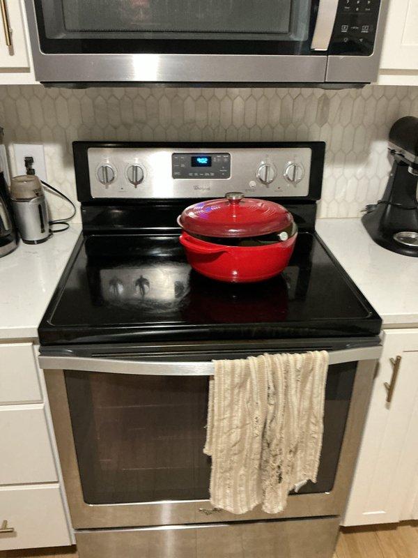 Provided estimate for installation of new gas line to supply future gas range conversion in kitchen. Currently, kitchen is equipped with electric range, and customer requested quote for running gas supply line from basement utility area to kitchen cooktop location. Assessed existing basement infrastructure and routing options for proposed gas line installation.