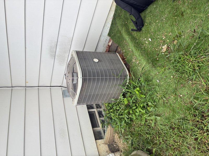 Completed annual maintenance on 12-year-old residential air conditioning system. Inspected outdoor condenser unit and indoor blower assembly, noting significant dust and debris accumulation on squirrel cage blower wheel blades requiring cleaning for optimal airflow and system efficiency. Performed standard preventive maintenance procedures to ensure proper cooling system operation.