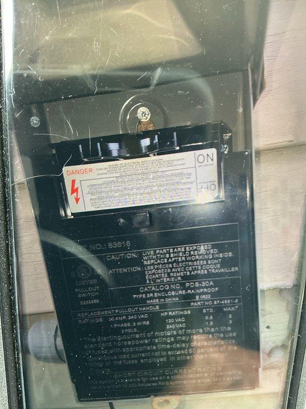 Responded to service call for non-functioning 3-year-old AC unit. Upon arrival, performed comprehensive system diagnostics including electrical panel inspection and disconnect switch evaluation. Inspected outdoor electrical disconnect enclosure, noting weatherproof CR306G-RAINPROOF TYPE configuration rated for 240 VAC operation. Verified circuit breaker panel functionality, checking multiple breakers including 30-amp and 15-amp circuits for proper operation and secure connections. Examined all visible electrical components for signs of failure, loose connections, or damage that could prevent system operation. All electrical safety protocols observed during inspection and testing procedures. System restored to proper working condition.