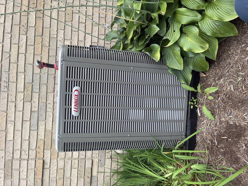 Completed MVP cooling maintenance visit on 1-year-old Lennox residential air conditioning system. Performed comprehensive inspection of outdoor condenser unit, verified proper operation of compressor and condenser fan motor, checked refrigerant lines for leaks or damage, and confirmed unit is operating within manufacturer specifications. All components found in excellent condition with no issues identified during routine preventive maintenance service.