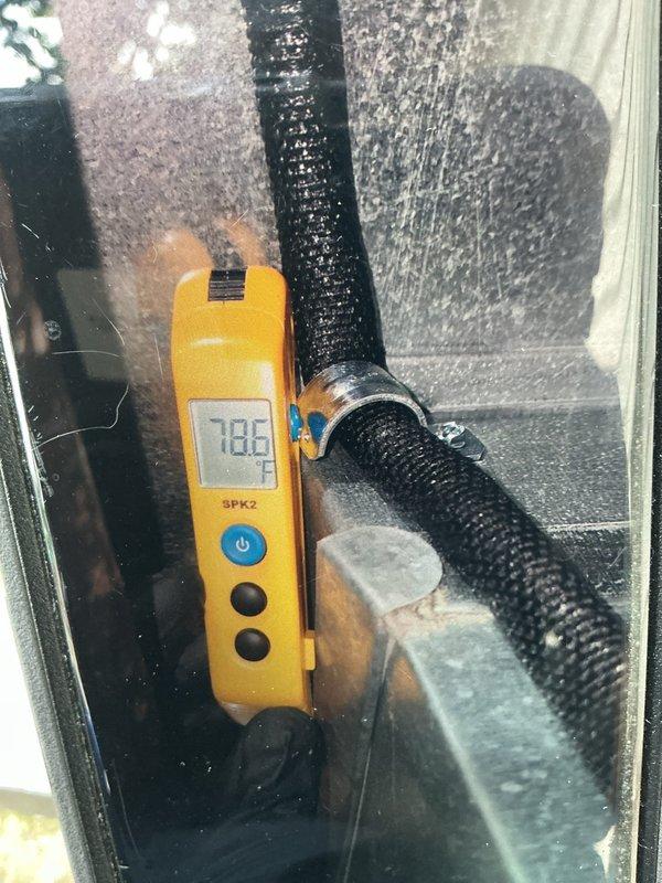 Responded to service call for non-operational air conditioning system affecting entire home. Performed diagnostic testing on 3-year-old outdoor condensing unit using digital manifold gauges and temperature measurement instruments. Measured system pressures and temperatures to evaluate refrigerant charge levels and overall system performance. Testing revealed system operating parameters were within acceptable range for R-410A refrigerant. Verified proper system operation and restored cooling to residence.