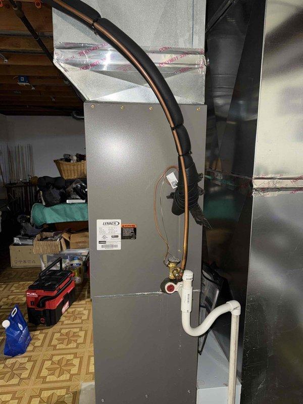 Completed comprehensive MVP air conditioning maintenance on Lennox system. Performed standard cooling season inspection including refrigerant line assessment, electrical connection verification, and condensate drain evaluation. All components found operating within normal parameters with no immediate service needs identified.