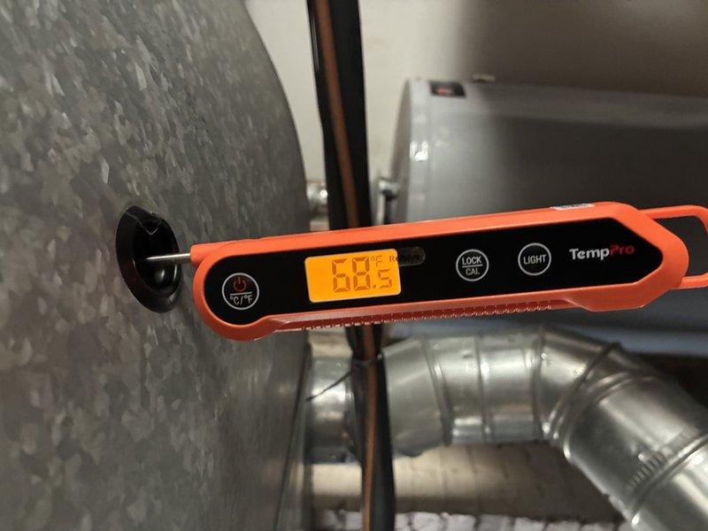 Responded to service call for 9-year-old air conditioning system producing excessive noise described as lawnmower-like sound. Performed diagnostic inspection of unit while system was operational and cooling properly. Inspected air filter and found moderate dust accumulation in pleated media. Measured supply air temperature at ductwork, recording 60.5°F, confirming adequate cooling performance. Advised customer that system is functioning within normal parameters for cooling capacity, and noise may be related to normal operational sounds from aging compressor or condenser fan motor, though no immediate mechanical failures were detected during visual inspection.