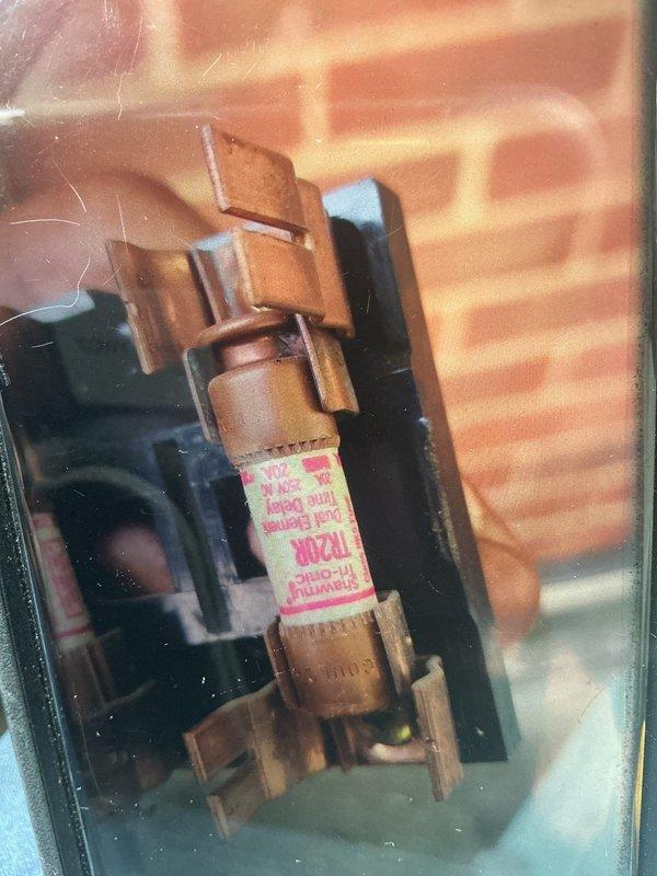 Responded to no cooling call affecting entire home. Upon arrival, inspected York HVAC system and electrical components. Found blown RK1M Ferraz Shawmut time delay fuse rated at 250V in disconnect panel. Replaced defective fuse with proper replacement, restoring power to outdoor condensing unit. Verified system operation and confirmed cooling restored to all areas of home. System returned to normal operation.
