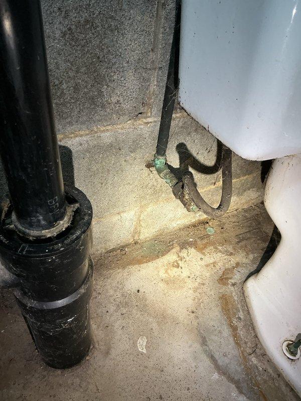 Replaced leaking washing machine supply lines in basement utility area. Repaired water supply line leading to toilet and completed new toilet installation using fixture provided by property owner. Removed existing reverse osmosis system and replaced utility tub with owner-supplied unit, reconnecting all necessary plumbing connections and ensuring proper drainage and water supply functionality.