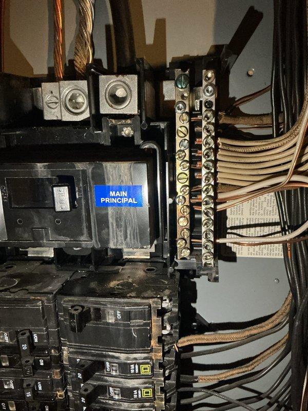 Responded to service call for multiple circuits tripping in basement, back bedroom, and various outlets throughout the property. Investigated electrical panel and identified breaker issues causing repeated tripping. Inspected main service panel, verified bus bar connections, and tested affected branch circuits. Troubleshot power loss to basement lighting fixtures and outlets, traced wiring to isolate fault locations. Resolved electrical issues by addressing breaker problems and restoring power to all affected areas. All circuits tested and confirmed operational upon completion.