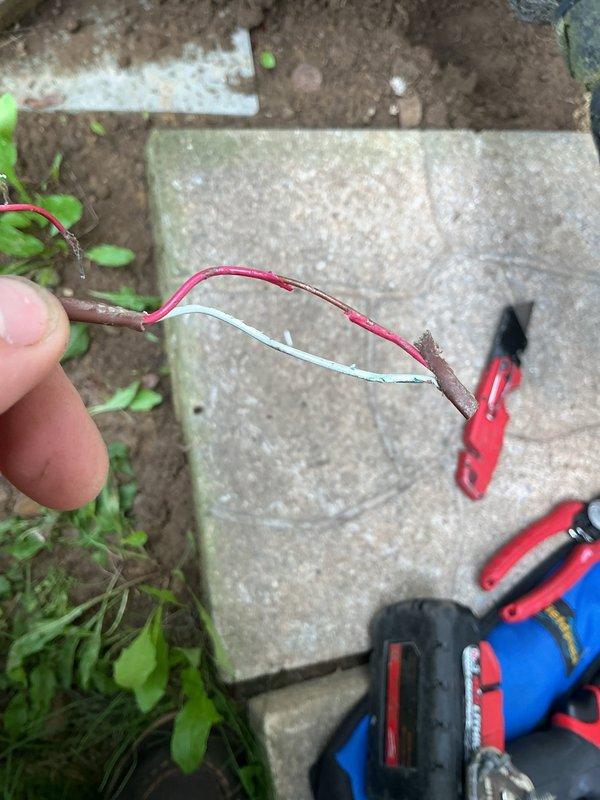 Responded to no cooling call on residential air conditioning system connected to five-year-old gas furnace. Customer reported 3-amp fuse in furnace blew twice - once replaced by customer with system operating 24 hours before second failure. Upon arrival, performed system diagnostics and traced repeated fuse failure to damaged low-voltage wiring between outdoor condensing unit and indoor air handler. Located compromised wire section buried in soil near outdoor unit with exposed copper conductors and deteriorated insulation. Tested voltage and continuity on affected circuits to confirm wiring fault as root cause of overcurrent condition. Replaced damaged wire section with new low-voltage control wiring, ensuring proper burial depth and protection. Installed new 3-amp fuse, verified all electrical connections, and tested system operation through complete cooling cycle. System restored to normal operation with no further fuse failures.