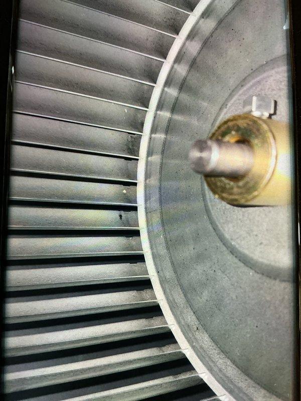 Completed MVP recurring cooling maintenance visit. Performed comprehensive system inspection including examination of control board assembly, electrical connections, and blower motor components. Documented equipment condition with photos showing control panel PCB, wire harnesses, and squirrel cage blower wheel assembly. All components found operational with normal dust accumulation present on blower assembly. System operating within normal parameters.