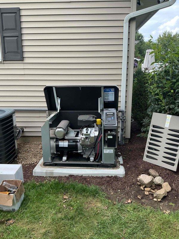 Performed maintenance service on Kohler 20 RCA residential standby generator, 240V/100A system approximately 1.5 years old. Ordered and retrieved necessary replacement parts from authorized supplier, opened generator enclosure to access internal components, and completed repairs to restore unit to operational status.