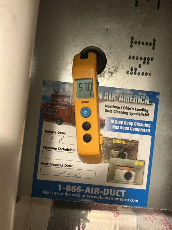 Completed MVP Cooling Maintenance including comprehensive system inspection and airflow diagnostics. Utilized digital measurement instrumentation to verify static pressure readings at supply ductwork and return air grille locations, confirming proper system operation and adequate air circulation throughout the conditioned space.