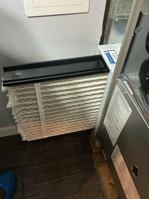 Completed scheduled MVP heating maintenance visit. Performed comprehensive system inspection including examination of control board and electrical connections, verified all wire terminations and components on the circuit board were secure and functioning properly. Replaced air filter with new pleated filter and confirmed proper installation in filter rack to maintain optimal airflow and system efficiency.