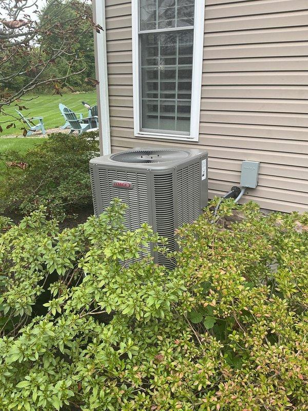 Responded to service call for Lennox AC unit making noise during startup. Upon inspection, found condenser coils heavily soiled with accumulated dirt, debris, and organic material restricting airflow. Cleared vegetation from around unit perimeter and cleaned condenser coils to restore proper operation and eliminate startup noise.