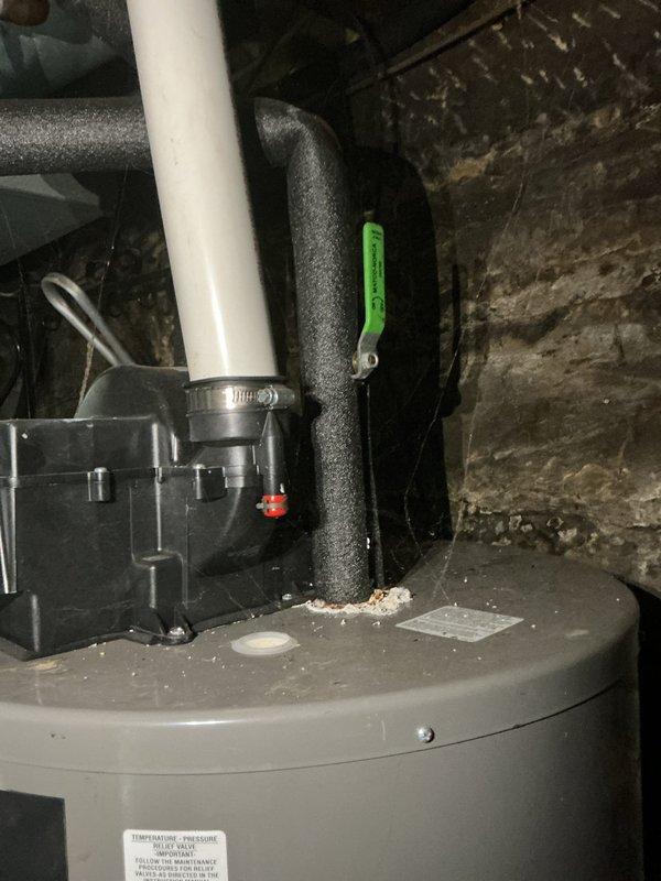Responded to tanked water heater displaying seven flash error code in 9-year-old residence. Replaced multiple components in attempt to resolve fault condition, however error code persists after parts replacement. Unit requires further diagnostics to identify root cause of failure, as standard component replacement did not clear the diagnostic indicator.