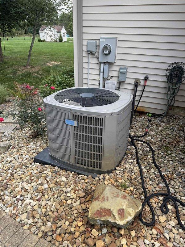 Completed routine maintenance on a 3-year-old Rheem gas furnace, model SM21010MUA11A. Performed comprehensive system inspection including verification of manufacturer specifications, gas pressure readings, and BTU ratings per equipment label specifications. Documented equipment information and exterior condenser unit condition with photographs for service records.