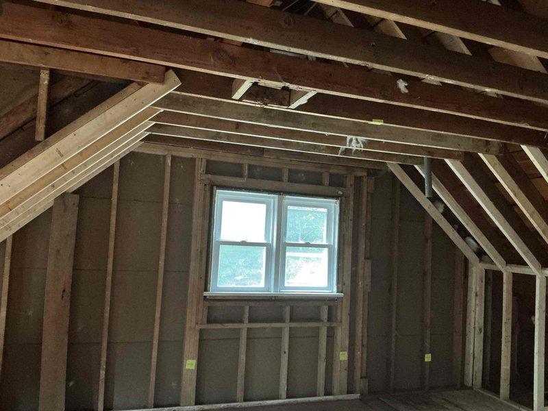 Completed on-site ductwork estimate for residential property undergoing full renovation with structure down to studs. Assessed existing HVAC system configuration and determined feasibility of retaining current furnace and air conditioning unit while designing new ductwork layout to accommodate the gutted interior spaces. Evaluated framing structure, ceiling joist accessibility, and available pathways for supply and return duct runs throughout main floor and upper level attic space to ensure proper airflow distribution and system efficiency for the renovated residence.