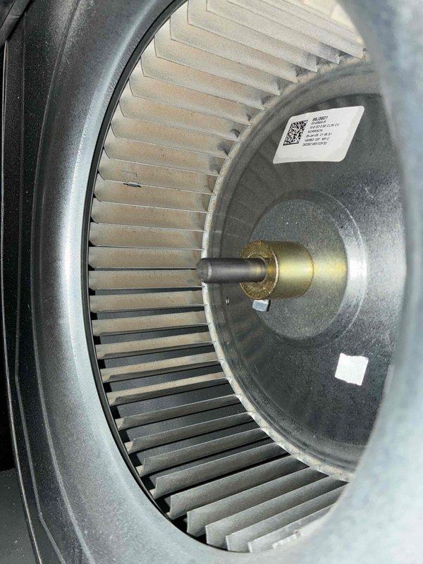 Completed recurring heating maintenance visit, performing standard system inspection and testing. Inspected blower wheel assembly and verified proper operation, noting minor dust accumulation on blower blades and housing. Measured supply air temperature at 75.3°F using calibrated digital thermometer. Installed plastic protective cover over outdoor air conditioning unit as requested by customer for winter season protection.
