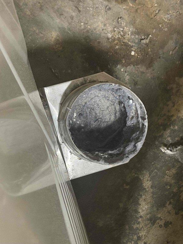 Completed dryer vent cleaning service for a residential property. Upon inspection, found significant lint and debris accumulation throughout the duct system, with multiple layers of fibrous material coating the interior walls and restricting airflow. Thoroughly cleaned the entire vent line from the dryer connection to the exterior termination point, removing all accumulated lint, dust, and debris to restore proper ventilation and reduce fire hazard risk.