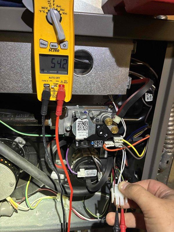 Completed comprehensive maintenance and tune-up on a 4-year-old Lennox ML296UH070XV36B furnace as part of scheduled preventive maintenance program. Performed full system diagnostics including electrical measurements using clamp meter to verify proper amperage draw and voltage levels at control board and gas valve assembly. Inspected all electrical connections, wiring harnesses, and safety switches for proper operation and secure terminations. Evaluated gas valve operation, control module functionality, and verified all system components were operating within manufacturer specifications. Filter replacement was not required as it had been recently changed during previous service visit. System tested and confirmed operational with all safety controls functioning properly.
