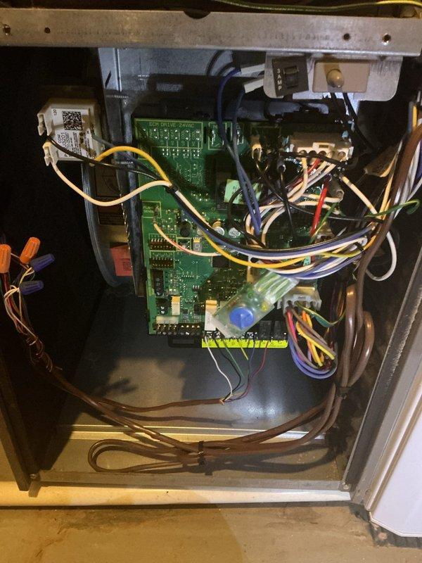 Completed fall tune-up on 8-year-old Lennox gas furnace located in utility closet. Performed standard maintenance procedures including inspection of control board and wiring connections, verified proper operation of all electrical components and safety circuits. Inspected evaporative humidifier pad assembly, confirmed water distribution system functioning correctly and pad condition acceptable for continued operation. All systems tested and operating within manufacturer specifications.
