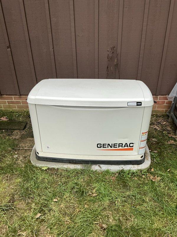 # Generator Annual Maintenance Completed

Performed comprehensive three-year annual maintenance service on residential Generac standby generator unit. Conducted complete system inspection including visual examination of exterior housing, mounting pad stability, and overall unit condition. Opened generator enclosure to access internal components and performed thorough inspection of engine assembly, electrical connections, and mechanical systems. Verified proper operation of all safety labels and warning indicators. Checked insulation integrity on interior lid assembly. Inspected wiring harness connections and mechanical fasteners for security and signs of wear. Confirmed unit positioning on concrete pad remained stable with adequate clearance from fence line. Generator found in good operational condition with no immediate service concerns identified. All routine maintenance items completed per manufacturer specifications for three-year service interval.