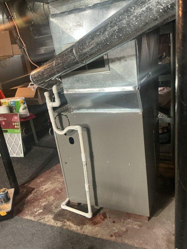 Completed warranty coil replacement on Lennox furnace system in basement mechanical room. Installed new evaporator coil with 3 feet of 3/8" x 3/4" lineset as required. System tested and operational upon completion.