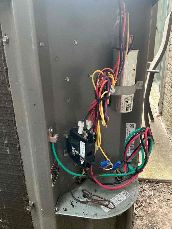 Completed scheduled MVP cooling maintenance visit on HVAC system. Performed comprehensive inspection of indoor air handler unit including electrical components, contactors, and control modules. Verified proper operation of thermostat controls and examined ductwork connections throughout mechanical space. Inspected all wiring connections, capacitor functionality, and relay operations within electrical compartment. System found to be operating within normal parameters with all components functioning properly.