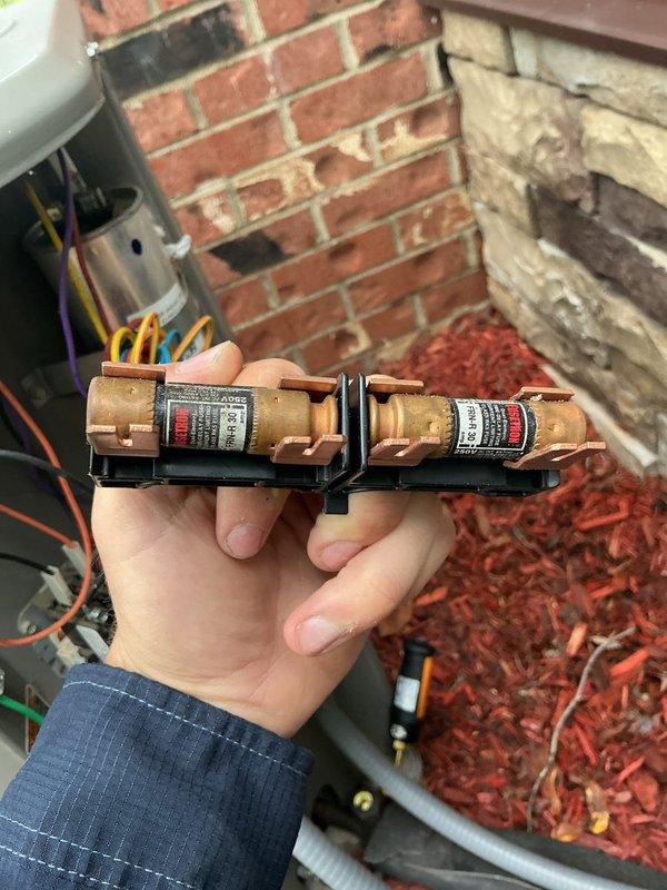 Completed MVP cooling maintenance visit on 10-year-old system. Performed inspection of electrical components including fuse block assembly with dual cylindrical fuses and verified proper wire connections at control board terminals. All electrical connections secured and system operational upon completion.