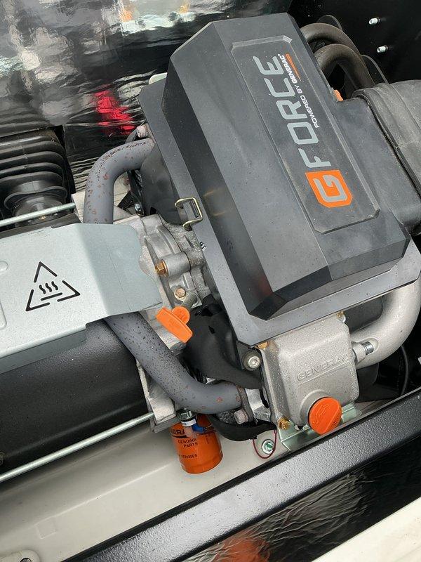 Completed routine maintenance on a 4-year-old Generac G-Force generator, including inspection of engine components, hoses, and connections. Performed maintenance reset on the Evolution 2.0 controller and verified system operation in AUTO mode.