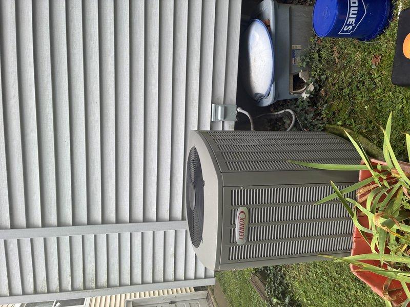 Completed routine maintenance inspection on Lennox outdoor condensing unit for MVP customer. Performed visual assessment of exterior unit condition, verified proper installation and clearances, and documented blower wheel assembly showing moderate dust accumulation on fan blades requiring attention during future service intervals.