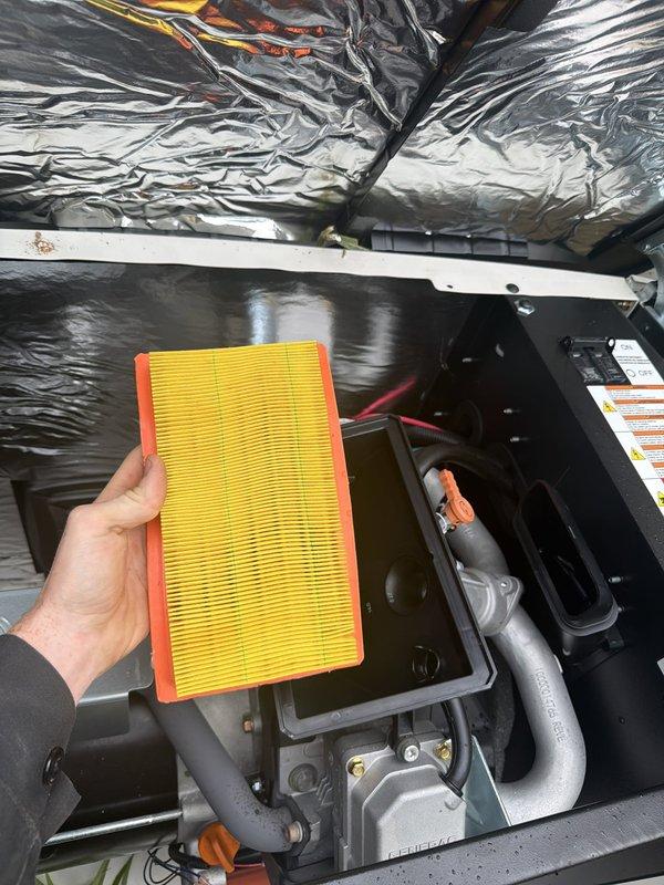 Performed scheduled annual maintenance on residential standby generator system. Conducted comprehensive inspection of all electrical connections, verified proper operation of transfer switch, and tested automatic start functionality. Replaced air filter element, checked fluid levels, and confirmed unit operates within manufacturer specifications.
