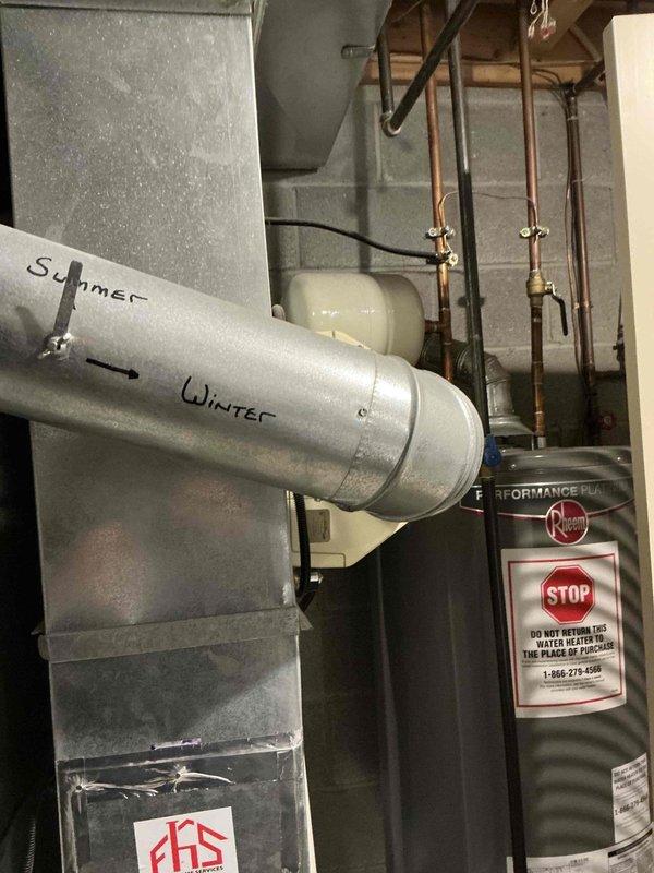 Conducted estimate and provided quote for complete furnace replacement in residential basement mechanical room. Assessed existing gray metal furnace unit with connected ductwork, electrical panel connections, and gas line configuration, documenting current system layout and specifications. Customer expressed interest in 24-month 0% financing option for replacement installation.