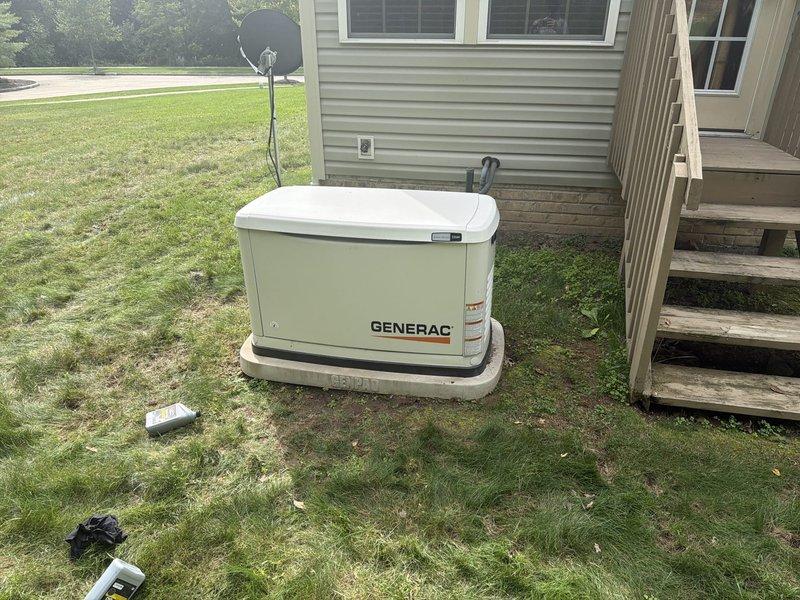 Completed yearly preventative maintenance on residential Generac standby generator. Performed comprehensive system inspection and testing protocol. Conducted battery load test using diagnostic equipment, confirming 100% state of charge and good battery health with proper voltage and cranking capacity readings. Verified generator unit operational status, confirmed proper mounting on concrete pad, and inspected all external components for wear or damage. System tested and operating within manufacturer specifications with no deficiencies noted.