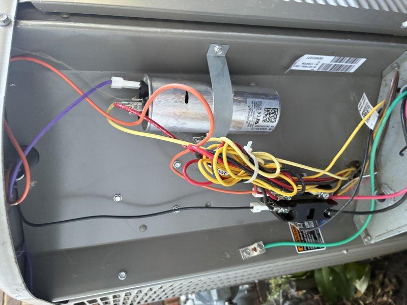 Completed scheduled maintenance on a one-year-old air conditioning system with an 8am arrival time. Performed comprehensive inspection of electrical components, including capacitor and control panel wiring, verified proper connections, and confirmed all systems operating within normal parameters. Unit found in good working condition with no service renewals required at this time.