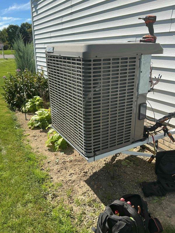 Completed comprehensive maintenance tune-up on 5-year-old heat pump system. Performed standard preventive maintenance procedures including inspection of outdoor condenser unit, verification of electrical connections, and assessment of overall system operation. Unit found to be in satisfactory working condition with no immediate repairs required at time of service.