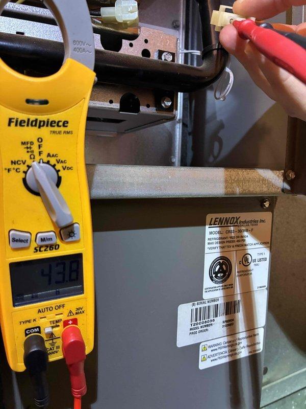 Performed comprehensive heating maintenance on a 6-year-old Lennox gas furnace as part of MVP preventative maintenance program. Conducted electrical diagnostics using Fieldpiece SC260 multimeter to verify proper voltage and amperage readings throughout the system. Inspected all major components including heat exchanger, blower assembly, and burner operation. All equipment tested within manufacturer specifications with no issues identified. System operating efficiently and safely.