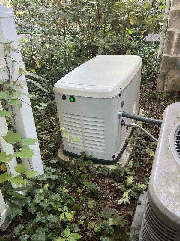Performed scheduled maintenance on a 2-year-old Generac standby generator unit. Completed comprehensive inspection of the system, verified proper operation of all components, and confirmed green indicator light showing normal status. Unit tested and found to be functioning within manufacturer specifications.