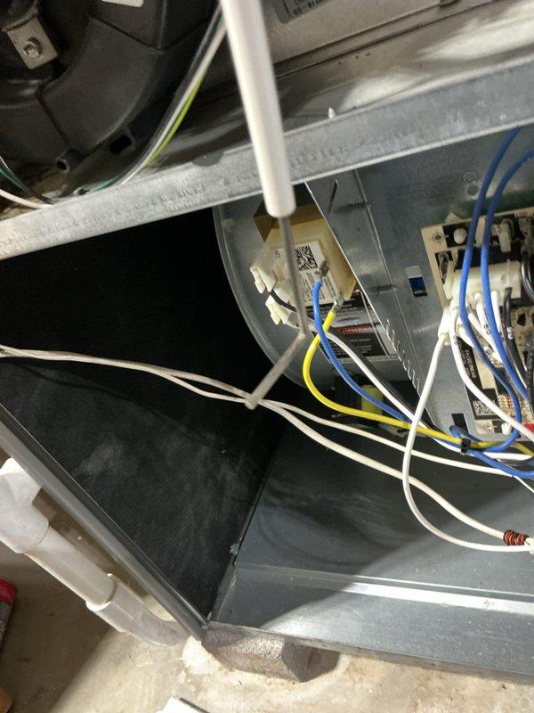 Completed MVP cooling maintenance visit on HVAC system. Performed system inspection, checked air filter condition and airflow, and measured static pressure readings using digital manometer which indicated 0.73 inches of water column. Verified proper operation of blower motor, inspected electrical connections and wiring, and confirmed condensate drainage system functioning correctly.